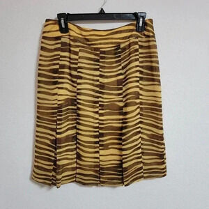 Carlisle Silk Pleated Tiger Skirt with Side Zipper